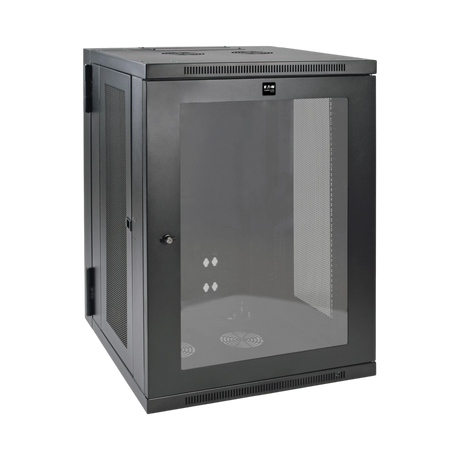 Tripp Lite SmartRack 18U Low-Profile Switch-Depth Wall-Mount Half-Height Rack Enclosure, Clear Acrylic Window, Hinged Back — Being Shipped