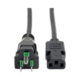 Tripp Lite Hospital-Grade Power Cord, NEMA 5-15P to C13, Green Dot, 10A, 125V, 18 AWG, 3 ft. (0.91 m), Black — Being Shipped