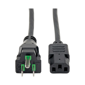 Tripp Lite Hospital-Grade Power Cord, NEMA 5-15P to C13, Green Dot, 10A, 125V, 18 AWG, 3 ft. (0.91 m), Black — Being Shipped