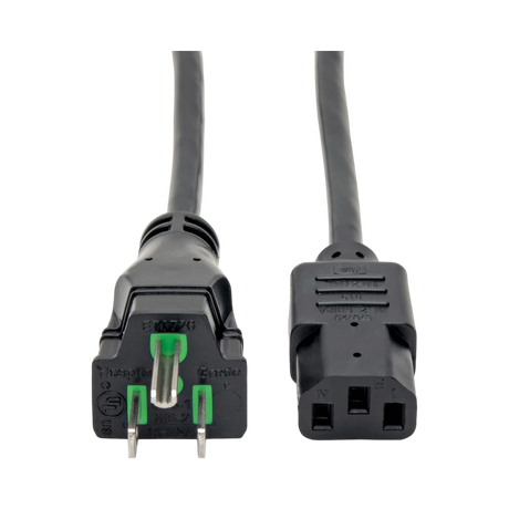 Tripp Lite Hospital-Grade Power Cord, NEMA 5-15P to C13, Green Dot, 10A, 125V, 18 AWG, 3 ft. (0.91 m), Black — Being Shipped