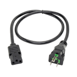 Tripp Lite Hospital-Grade Power Cord, NEMA 5-15P to C13, Green Dot, 10A, 125V, 18 AWG, 3 ft. (0.91 m), Black — Being Shipped