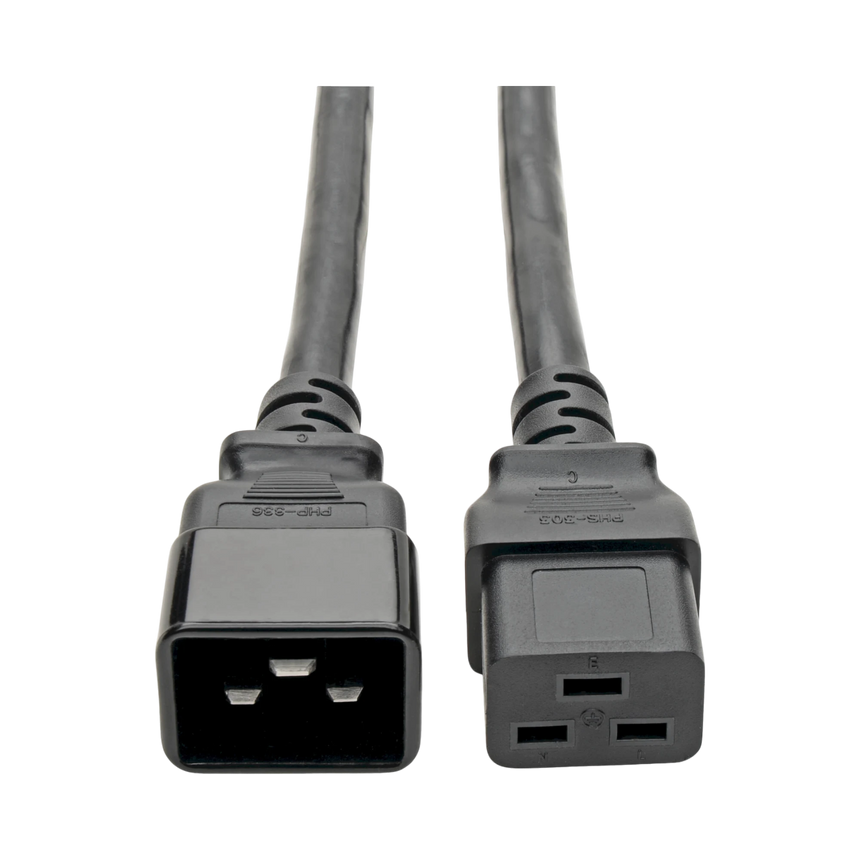 Tripp Lite series Power Extension Cord, C19 to C20, Heavy-Duty, 20A, 250V, 12 AWG, 2 ft. (0.61 m), Black — Being Shipped