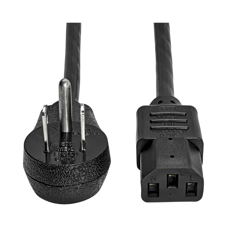 Tripp Lite Computer Power Cord, Right-Angle NEMA 5-15P to C13 - Heavy-Duty, 15A, 125V, 14 AWG, 10ft, Black — Being Shipped