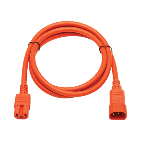 Tripp Lite Power Cord C14 to C15, Heavy-Duty, 15A, 250V, 14 AWG, 6 ft. (1.83 m), Orange — Being Shipped