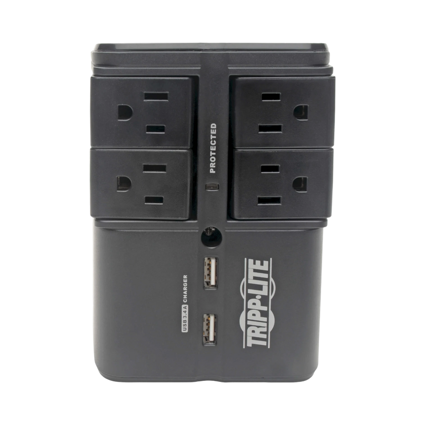 Tripp Lite Surge Protector with 4 Rotatable Outlets and USB Charger — Being Shipped