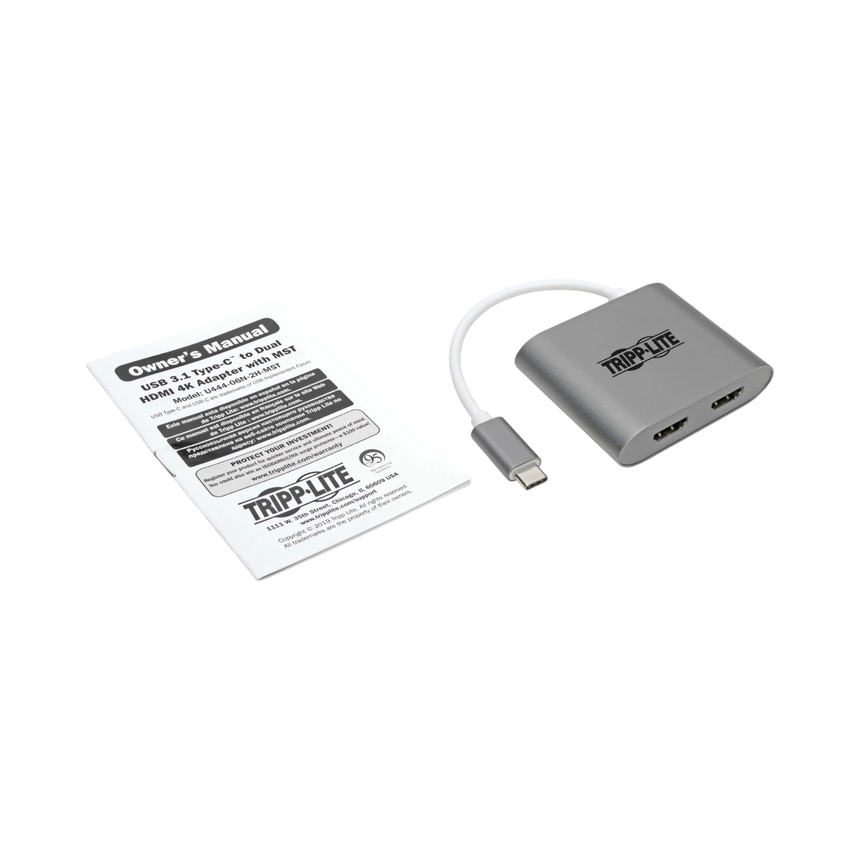 Tripp Lite USB-C Adapter, Dual HDMI 4K MST Adapter (M/2xF), Gray — Being Shipped
