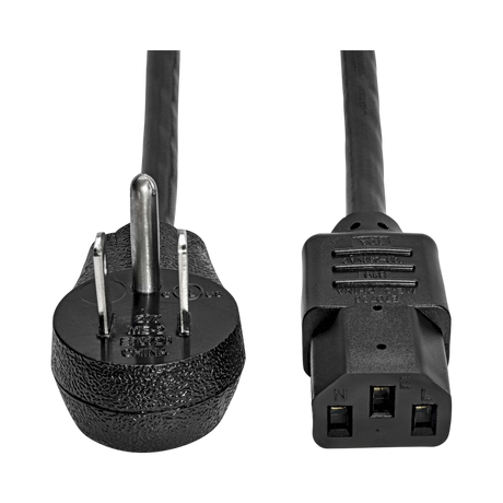 Tripp Lite Tripp Lite Desktop Computer AC Power Cord, Right-Angle NEMA 5-15P to C13 - 10A, 125V, 18 AWG, 3ft, Black — Being Shipped