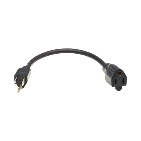 Tripp Lite Power Extension Cord, NEMA 5-15P to NEMA 5-15R - 13A, 120V, 16 AWG, 1 ft. (0.3 m), Black — Being Shipped
