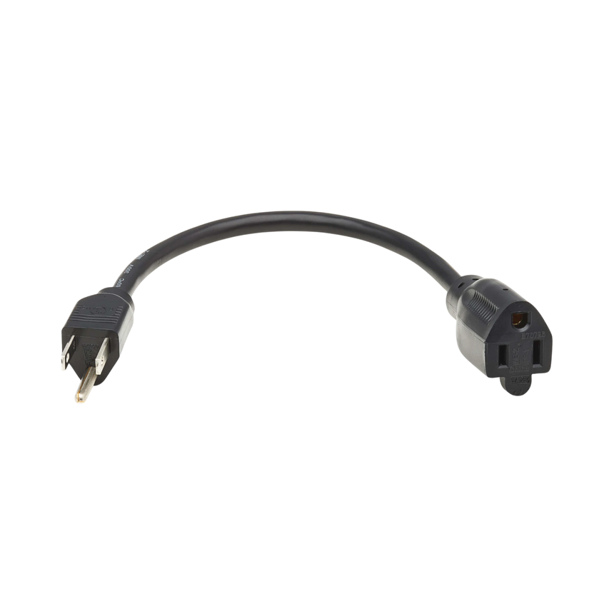 Tripp Lite Power Extension Cord, NEMA 5-15P to NEMA 5-15R - 13A, 120V, 16 AWG, 1 ft. (0.3 m), Black — Being Shipped
