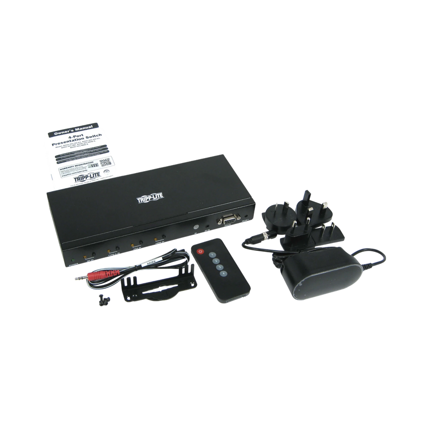 Tripp Lite 4-Port Presentation Switch, 4K 60 Hz (4:4:4) HDMI, DP, USB-C and VGA to HDMI, TAA — Being Shipped