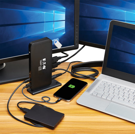 Tripp Lite USB-C Dock, Triple Display, 4K 60 Hz HDMI/DisplayPort, USB 3.x Gen 2 (10Gbps), USB-A/USB-C Hub, GbE, 85W PD Charging, EU/UK Power Adapters — Being Shipped