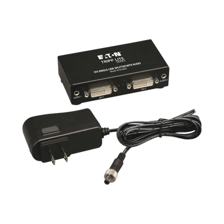 Tripp Lite 2-Port DVI Splitter with Audio and Signal Booster, Single-Link 1920x1200 at 60Hz/1080p (DVI F/2xF), TAA — Being Shipped