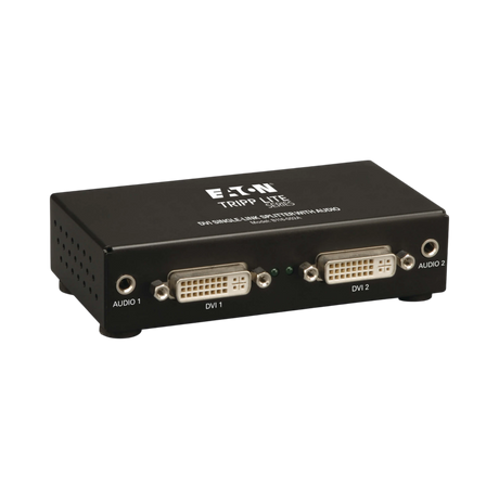 Tripp Lite 2-Port DVI Splitter with Audio and Signal Booster, Single-Link 1920x1200 at 60Hz/1080p (DVI F/2xF), TAA — Being Shipped