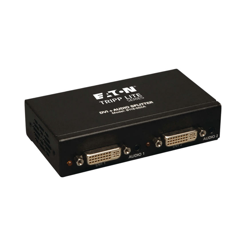 Tripp Lite 2-Port DVI Splitter with Audio and Signal Booster, Single-Link 1920x1200 at 60Hz/1080p (DVI F/2xF), TAA — Being Shipped