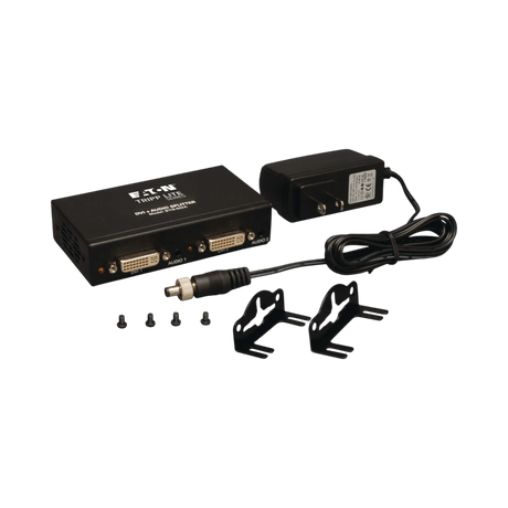 Tripp Lite 2-Port DVI Splitter with Audio and Signal Booster, Single-Link 1920x1200 at 60Hz/1080p (DVI F/2xF), TAA — Being Shipped