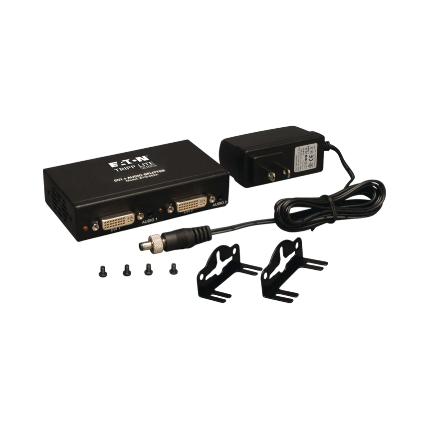 Tripp Lite 2-Port DVI Splitter with Audio and Signal Booster, Single-Link 1920x1200 at 60Hz/1080p (DVI F/2xF), TAA — Being Shipped
