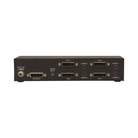 Tripp Lite 4-Port DVI Splitter with Audio and Signal Booster, Single-Link DVI-I, 1920 x 1200 (1080p) @ 60 Hz, TAA — Being Shipped