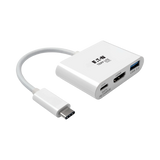 Tripp Lite USB-C to HDMI 4K Adapter with USB 3.x (5Gbps) Hub Ports and 60W PD Charging, HDCP, White — Being Shipped