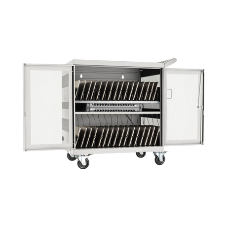 Tripp Lite Multi-Device Charging Cart, 32 USB Ports, iPad and Android Tablets, Wall-Mount Option, White — Being Shipped