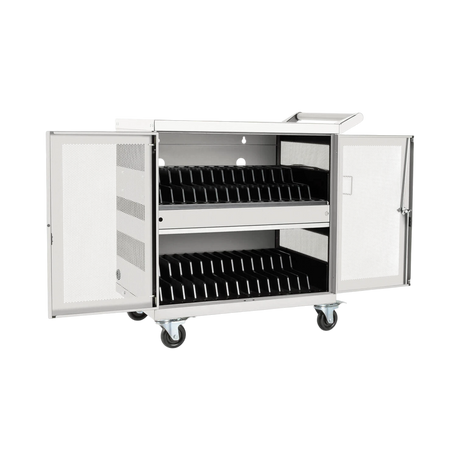 Tripp Lite Multi-Device Charging Cart, 32 USB Ports, iPad and Android Tablets, Wall-Mount Option, White — Being Shipped