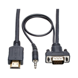 Tripp Lite HDMI to VGA + Audio Active Adapter Cable (HDMI to Low-Profile HD15 + 3.5 mm M/M), 3 ft. (0.9 m), TAA — Being Shipped
