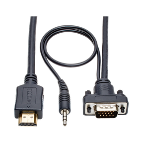Tripp Lite HDMI to VGA + Audio Active Adapter Cable (HDMI to Low-Profile HD15 + 3.5 mm M/M), 3 ft. (0.9 m), TAA — Being Shipped