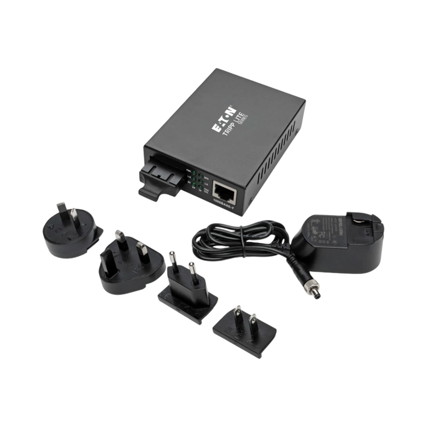 Tripp Lite Gigabit Multimode Fiber to Ethernet Media Converter, 10/100/1000 SC, International Power Supply, 850 nm, 550M (1804.46 ft.) — Being Shipped