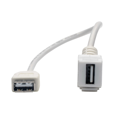 Tripp Lite USB 2.0 All-in-One Keystone/Panel Mount Coupler Cable (F/F), Angled Connector, White, 1 ft. (0.31 m) — Being Shipped