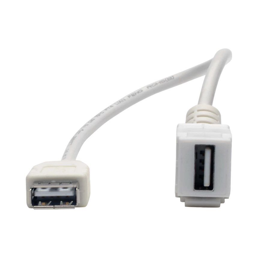Tripp Lite USB 2.0 All-in-One Keystone/Panel Mount Coupler Cable (F/F), Angled Connector, White, 1 ft. (0.31 m) — Being Shipped
