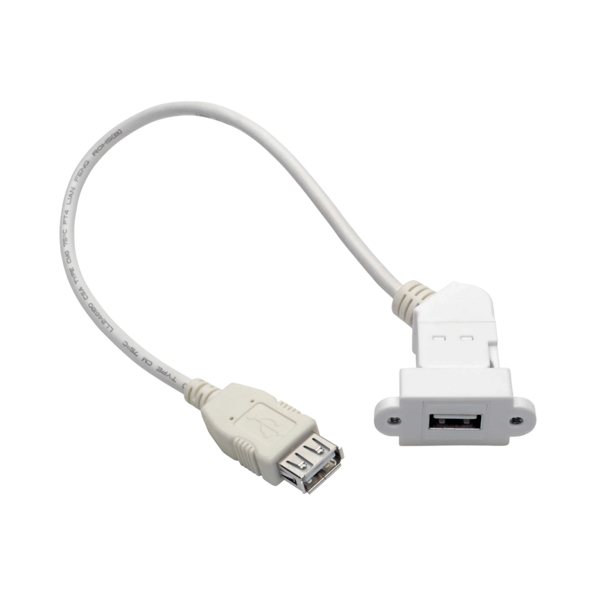 Tripp Lite USB 2.0 All-in-One Keystone/Panel Mount Coupler Cable (F/F), Angled Connector, White, 1 ft. (0.31 m) — Being Shipped