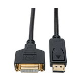 Tripp Lite DisplayPort to DVI Adapter Video Converter, Black (M/F), 1 ft. (0.31 m) — Being Shipped