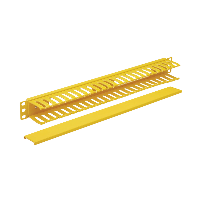 Tripp Lite Horizontal Cable Manager - Finger Duct with Cover, Yellow, 1U — Being Shipped