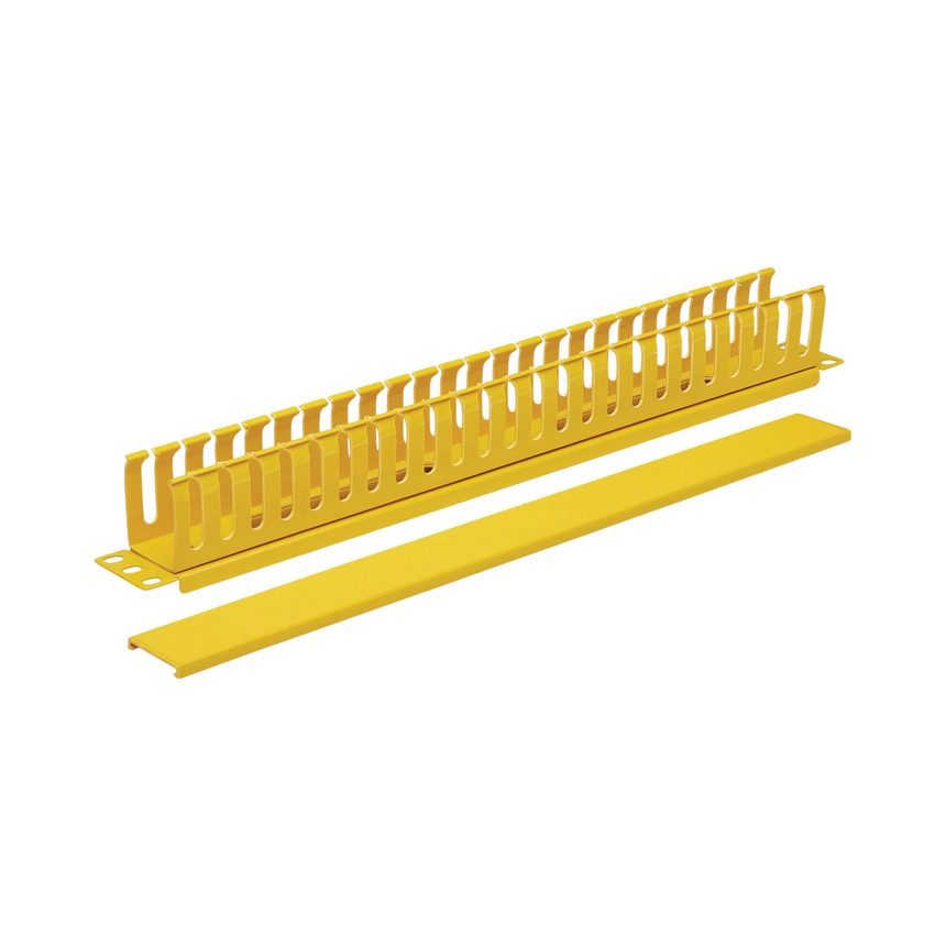 Tripp Lite Horizontal Cable Manager - Finger Duct with Cover, Yellow, 1U — Being Shipped
