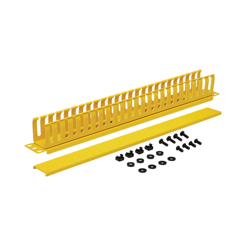 Tripp Lite Horizontal Cable Manager - Finger Duct with Cover, Yellow, 1U — Being Shipped