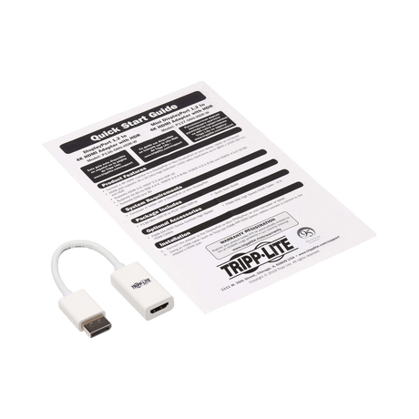 Tripp Lite DisplayPort to HDMI Active Adapter (M/F), 4K 60Hz, HDR, DP 1.2, HDCP 2.2, White, 6 in. — Being Shipped