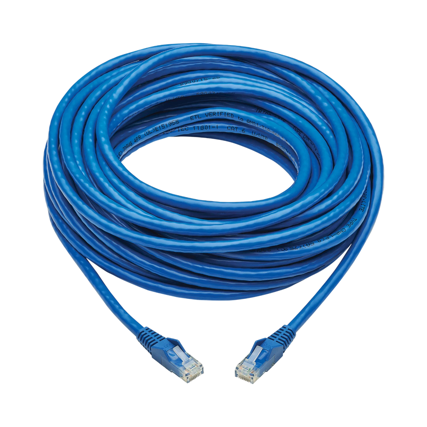 Tripp Lite Cat6 Gigabit Snagless Molded UTP Ethernet Cable (RJ45 M/M), PoE, CMR-LP, Blue, 50 ft. (15.24 m), TAA — Being Shipped