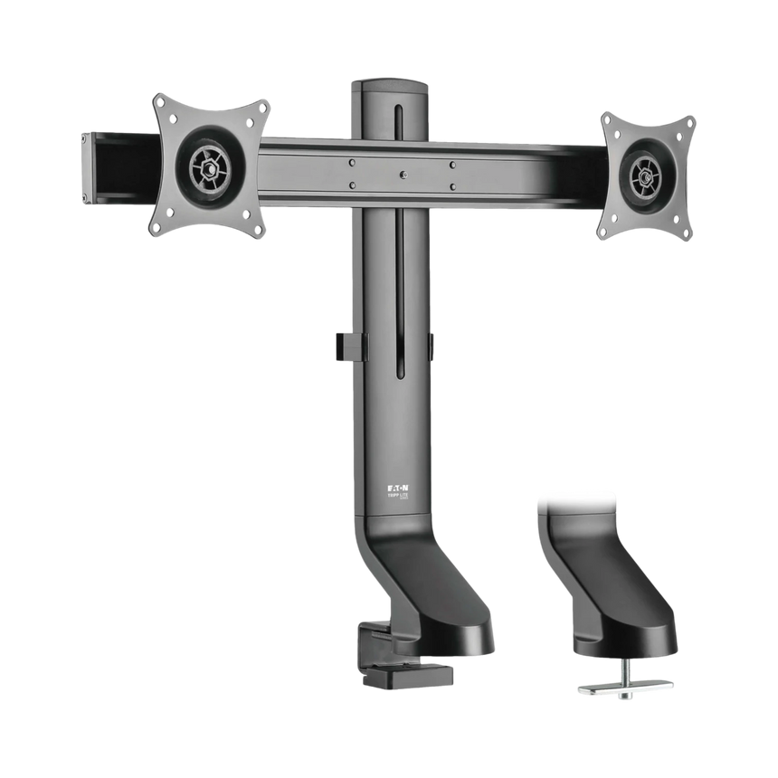Tripp Lite Dual-Display Monitor Arm with Desk Clamp and Grommet, Height Adjustable, 17" to 27" Monitors — Being Shipped