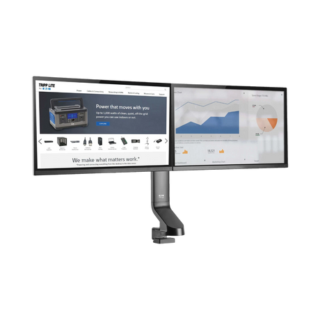 Tripp Lite Dual-Display Monitor Arm with Desk Clamp and Grommet, Height Adjustable, 17" to 27" Monitors — Being Shipped