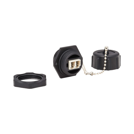 Tripp Lite Rigid Industrial IP68 Duplex Multimode Fiber Coupler (LC/LC) with Dust Cap, 10G Ethernet, TAA — Being Shipped