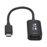 Tripp Lite USB-C to HDMI Active Adapter Cable (M/F), 4K 60 Hz, HDR, 4:4:4, DP 1.2 Alt Mode, HDCP 2.2, Black, 6 in. (15.2 cm) — Being Shipped