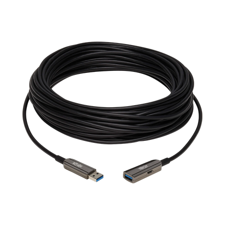 Tripp Lite USB 3.2 Gen 1 CL3-Rated Fiber Active Optical Cable (AOC), Extension/Repeater, A M/F, Black, 20 m (65 ft.) — Being Shipped