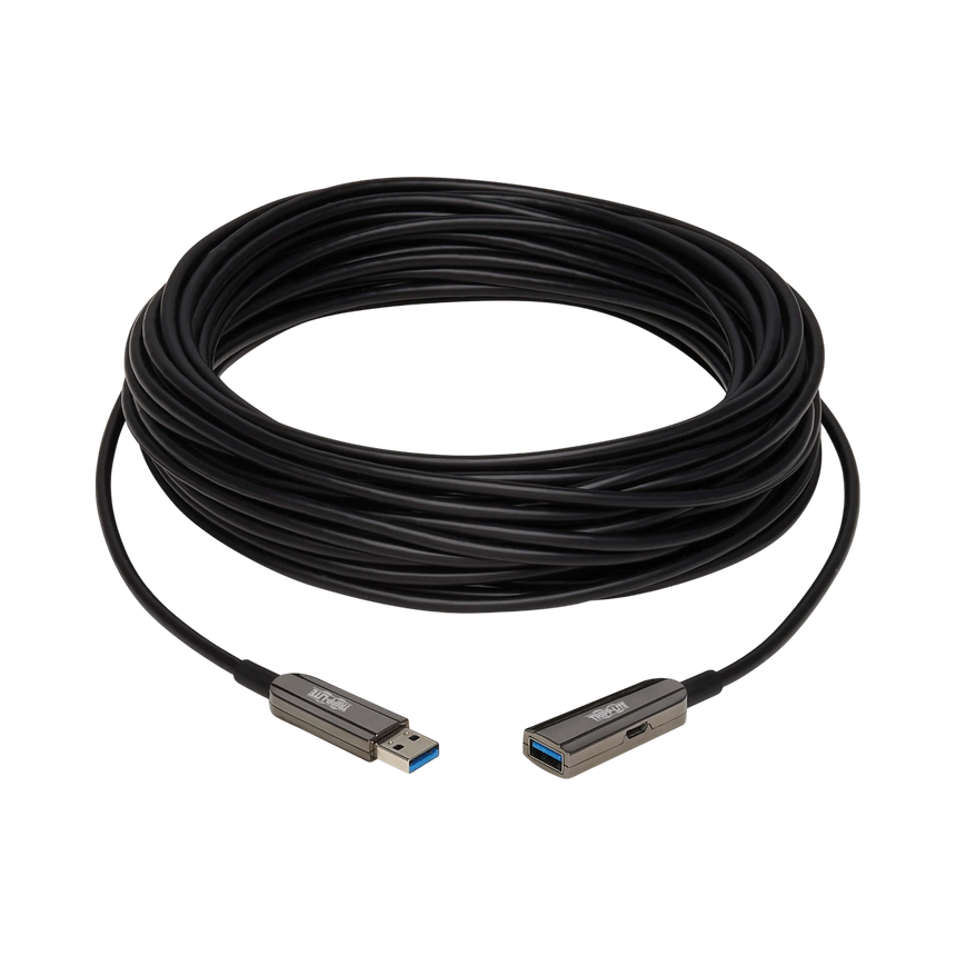 Tripp Lite USB 3.2 Gen 1 CL3-Rated Fiber Active Optical Cable (AOC), Extension/Repeater, A M/F, Black, 20 m (65 ft.) — Being Shipped