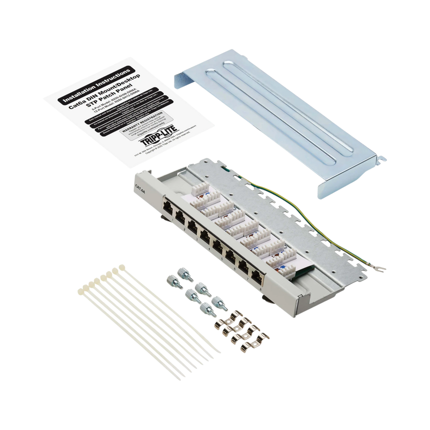 Tripp Lite Cat6a STP Patch Panel, 8 Ports, DIN Rail or Wall Mount, TAA — Being Shipped