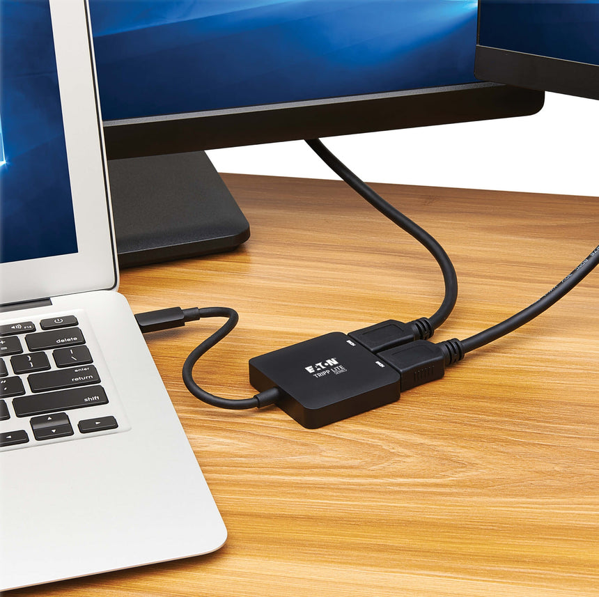 Tripp Lite USB-C Adapter, Dual Display, 4K 60 Hz HDMI, HDR, 4:4:4, HDCP 2.2, DP 1.4 Alt Mode, Black — Being Shipped