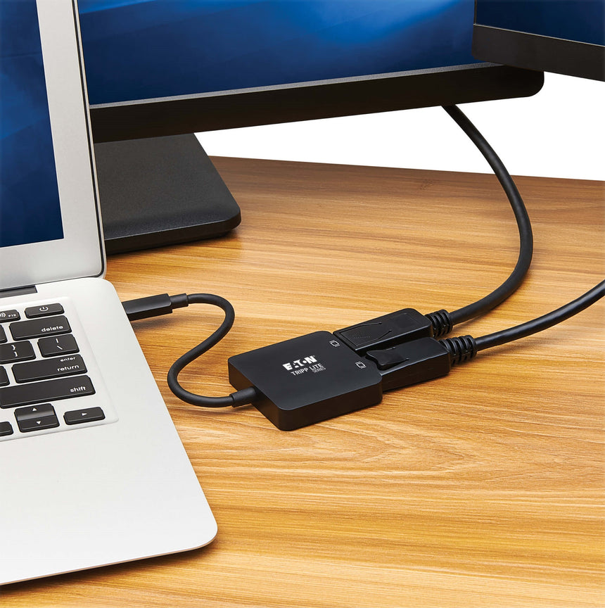 Tripp Lite USB-C Adapter, Dual Display, 4K 60 Hz DisplayPort, 8K, HDR, 4:4:4, HDCP 2.2, DP 1.4 Alt Mode, Black — Being Shipped