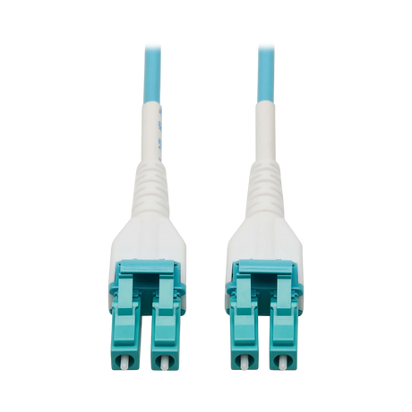 Tripp Lite 100G Duplex Multimode 50/125 OM4 Armored Fiber Optic Cable (LC/LC Duplex M/M), LSZH, Aqua, 50 m (164 ft.) — Being Shipped