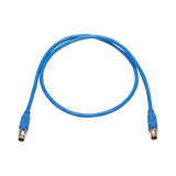 Tripp Lite M12 X-Code Cat6 1G UTP CMR-LP Ethernet Cable (M/M), IP68, PoE, Blue, 1 m (3.3 ft.), TAA — Being Shipped
