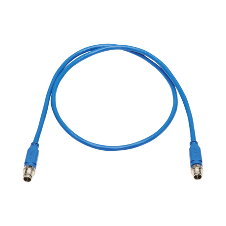 Tripp Lite M12 X-Code Cat6 1G UTP CMR-LP Ethernet Cable (M/M), IP68, PoE, Blue, 1 m (3.3 ft.), TAA — Being Shipped