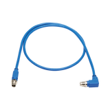 Tripp Lite M12 X-Code Cat6 1G UTP CMR-LP Ethernet Cable (Right-Angle M/M), IP68, PoE, Blue, 1 m (3.3 ft.), TAA — Being Shipped