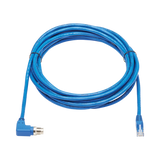 Tripp Lite M12 X-Code Cat6 1G UTP CMR-LP Ethernet Cable (Right-Angle M12 M/RJ45 M), IP68, PoE, Blue, 3 m (9.8 ft.), TAA — Being Shipped